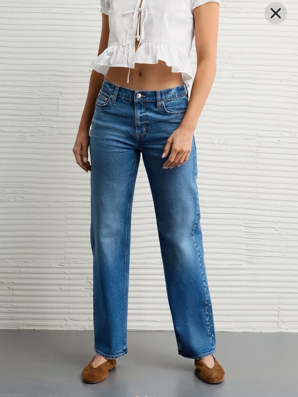 American Eagle Outfitters Blue Flare Jeans with Side Studs